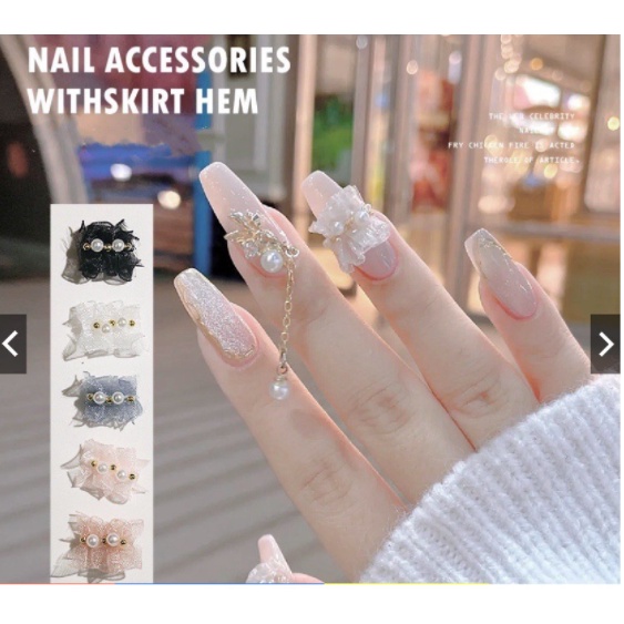 Charm nơ nhún trang trí nail