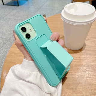 Candy Color Ốp lưng iPhone 12 Pro Max 11 Soft TPU+PC Case With Holder Apple iPhone XS Max XR Hard Case iPhone 11 Pro Max 6 7 8 Plus SE2 Phone Cover Shockproof Case