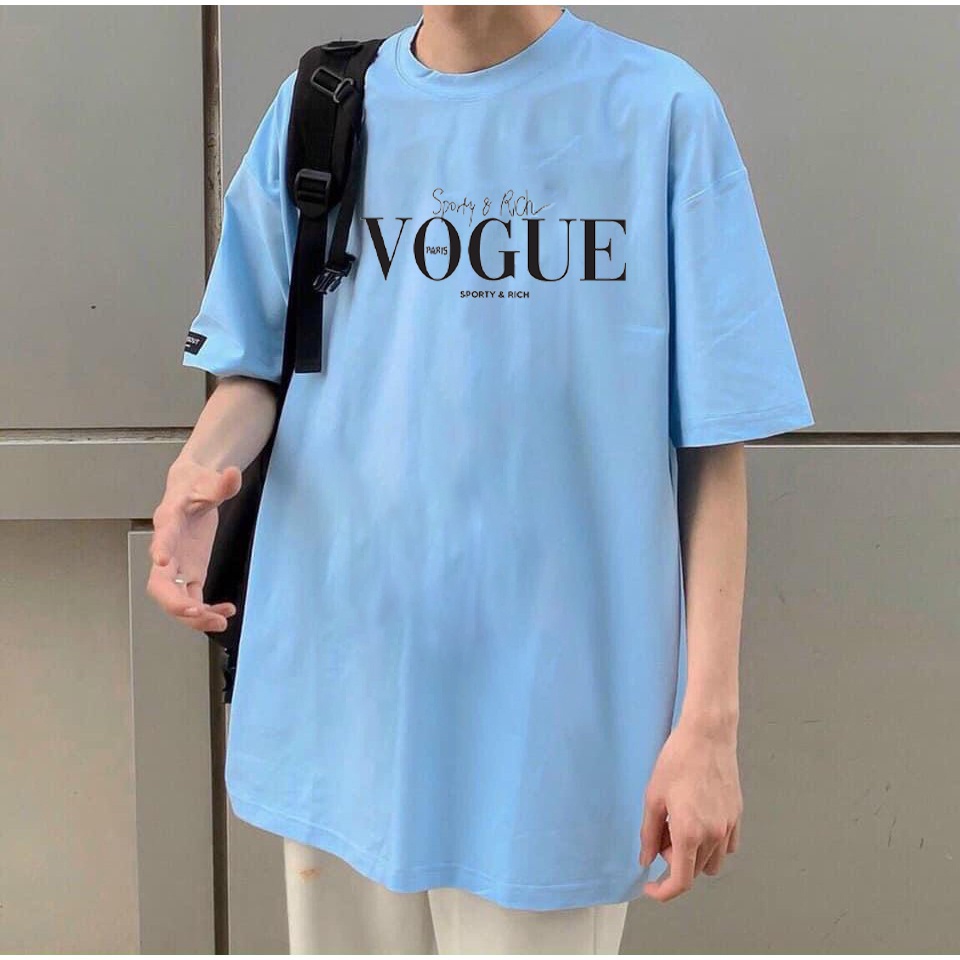 Áo thun tay lỡ VOGUE, áo phông cổ tròn form Unisex thời trang cho nam nữ