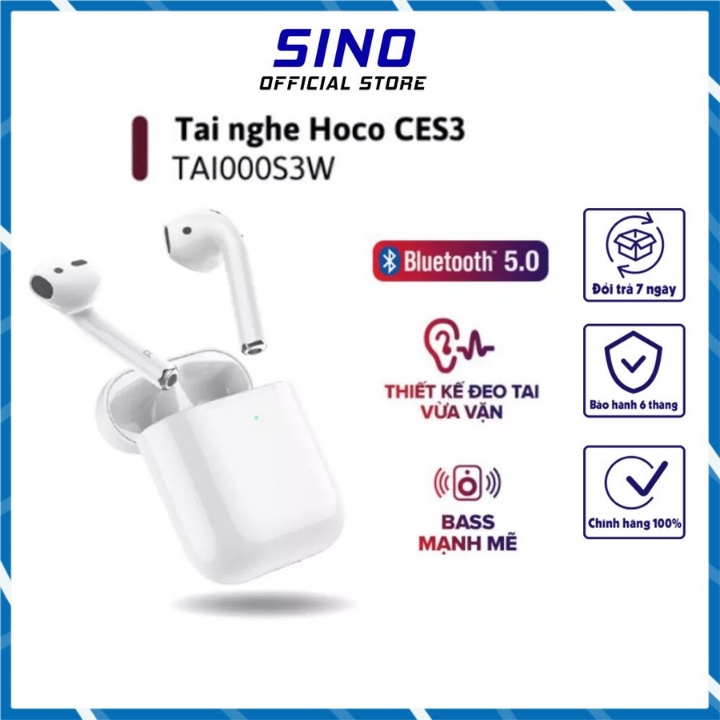Tai nghe Bluetooth Không Dây TWS Hoco CES3/DES03 V5.0 Định Vị Đổi Tên Cảm Biến Chạm Cửa sổ kết nối