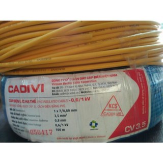 Dây điện đơn cadivi 1.5 mm2 cv 1.5 cuộn 100m tặng băng keo điện