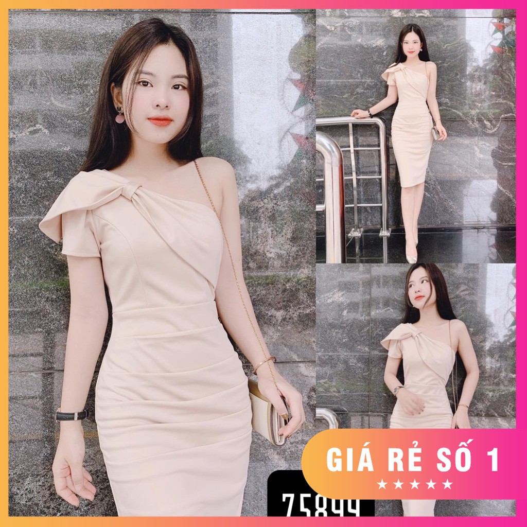 Đầm body lệch vai dự tiệc siêu xinh đủ size S,M,L,XL,XXL - 75899