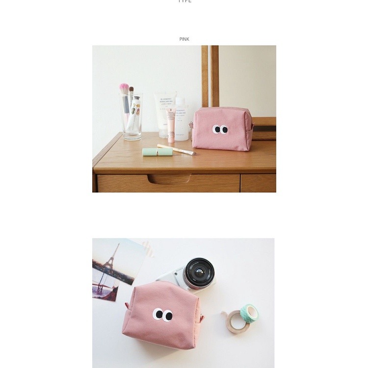 Túi Đựng Mỹ Phẩm Cỡ Lớn Chống Thấm Nước Thiết Kế Hình Đôi Mắt Dễ Thương Phong Cách Hàn