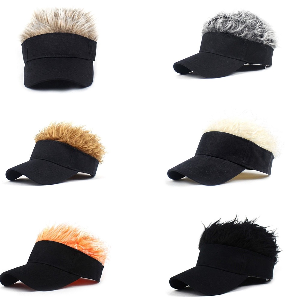 Mũ beanie cotton giả tóc dựng ngắn cá tính hiphop hài hước ngoài trời cho nam nữ