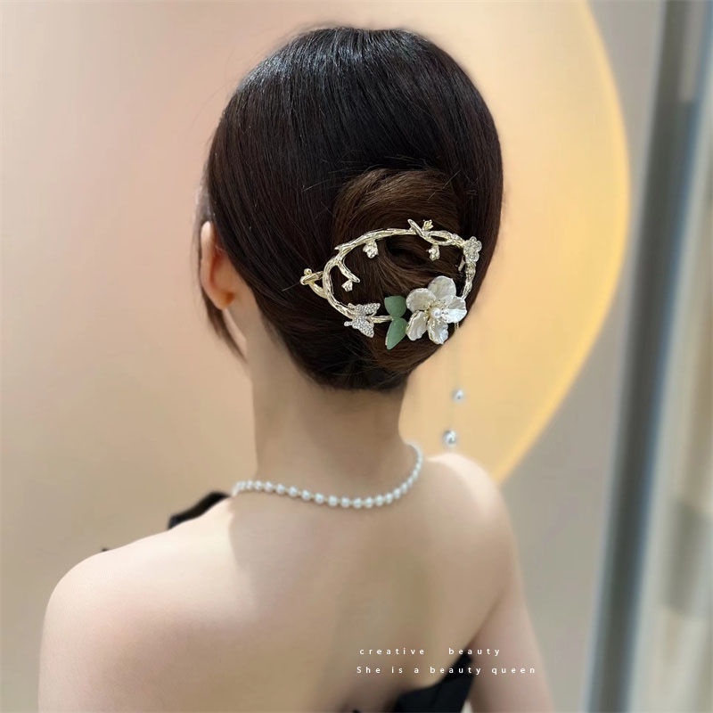 [Aishang Xinh Đẹp] Kẹp Tóc Dạng Đĩa Xoắn Đính Ngọc Trai Hình Hoa Bướm Cá Tính Một Lần Phong Cách Mùa Hè Dành Cho Nữ