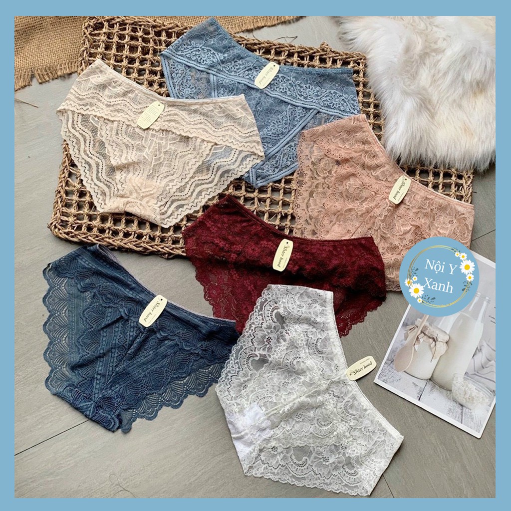 Quần Lót Nữ -Ren xuất Nhật mền mại thoáng khí trong suốt viền bèo sexy mã quyến rũ, chất mềm mại nội y xanh