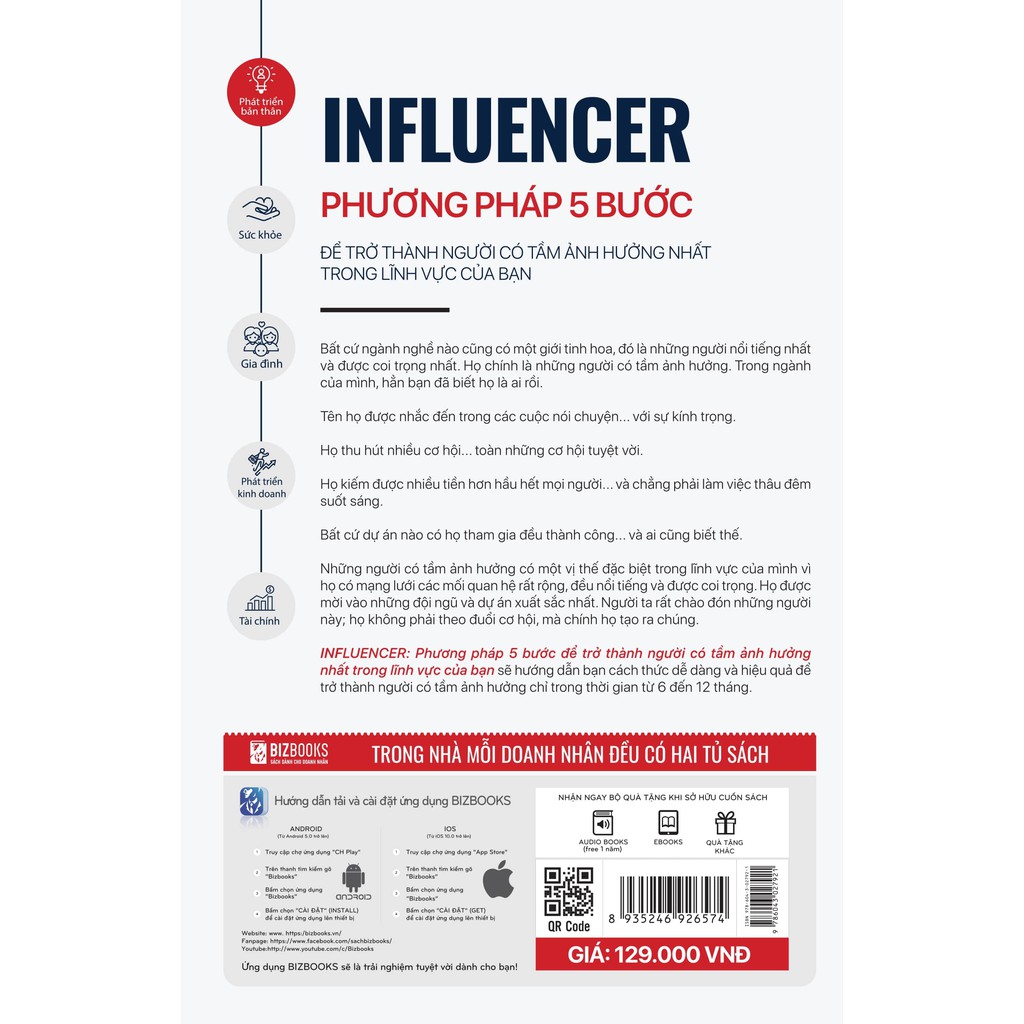 Sách -  Influencer – Phương pháp 5 bước để trở thành người có tầm ảnh hưởng nhất trong lĩnh vực của bạn