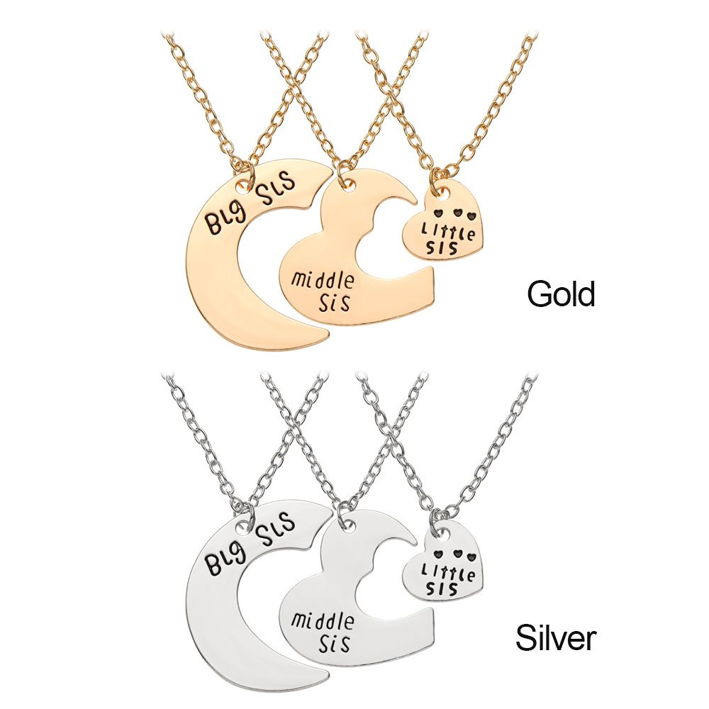 Me Set 3 Vòng Cổ Ghép Hình Chị Em Gái Lớn Chị Em Nhiều Màu Làm Quà Tặng Bạn Thân Thời Trang Sis Little Sis