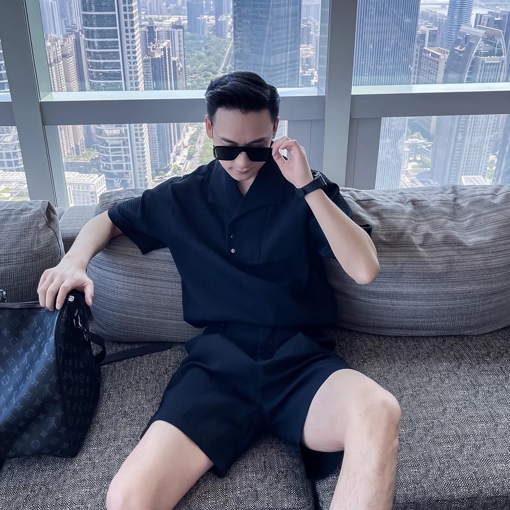 Hàn Quốc Hàn Quốc Rời Phù Hợp Với Áo Sơ Mi POLO Quần Short Phù Hợp Với Nam Mùa Hè Đơn Giản Thường Ngày Phù Hợp Với Hai Mảnh