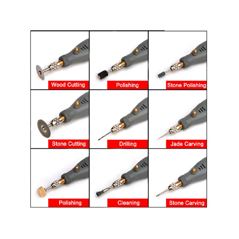 Bộ Dụng Cụ Xoay Đánh Bóng Mini Không Dây Sạc USB 3.7V Đa Năng