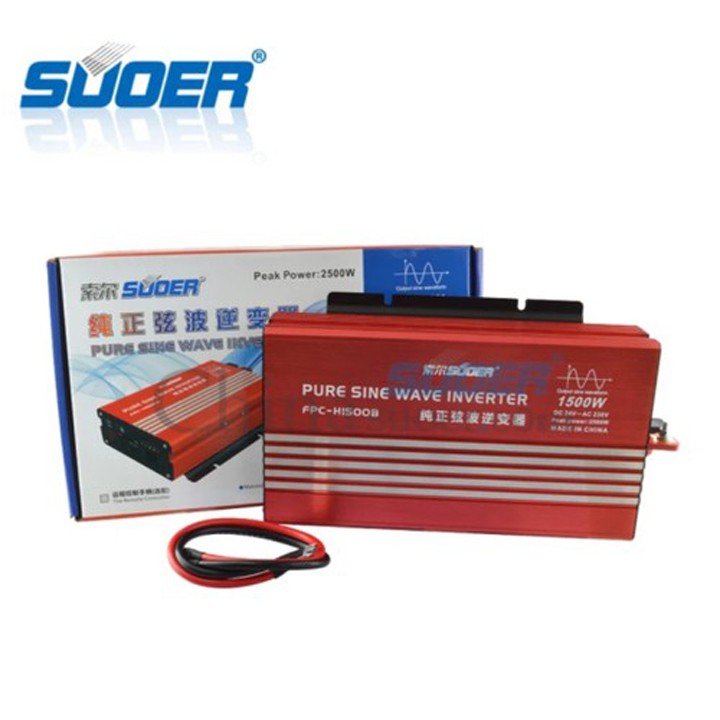 Máy chuyển điện sin chuẩn 1500w  từ 24v lên 220v hiệu Suoer