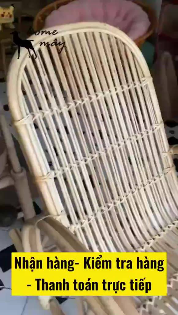 Ghế mây thư giãn bập bênh ngoài trời kèm nệm vải bố chuẩn kích thước dùng cho người lớn đọc sách, xem tivi / HealHomes | BigBuy360 - bigbuy360.vn