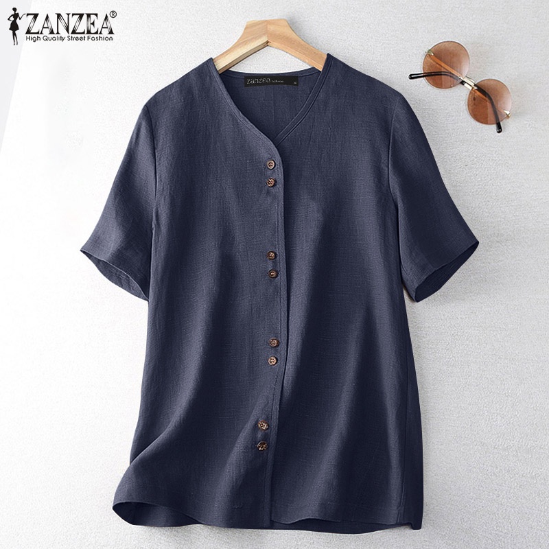 Zanzea Áo Thun Ngắn Tay Cổ Chữ V Form Rộng Thời Trang Dành Cho Nữ