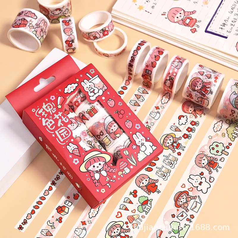 Washi Tape Hộp 10 Cuộn Băng Keo Hoạ Tiết Cute Dán Sổ Tay Decor Trang Trí Bullet Journal WS22