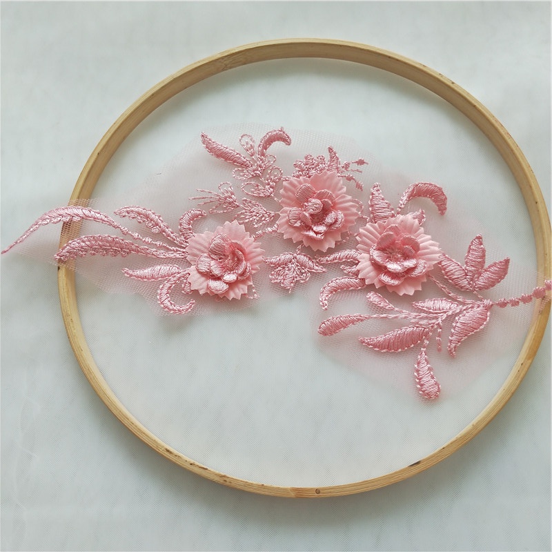 Miếng Vải Ren Thêu Hoa Ba Chiều Nhiều Màu Dùng May Quần Áo diy