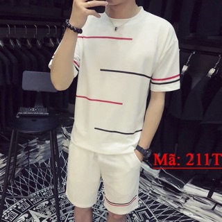 BỘ NAM HÈ Bộ nam thể thao in vạch chất liệu thấm hút mồ hôi