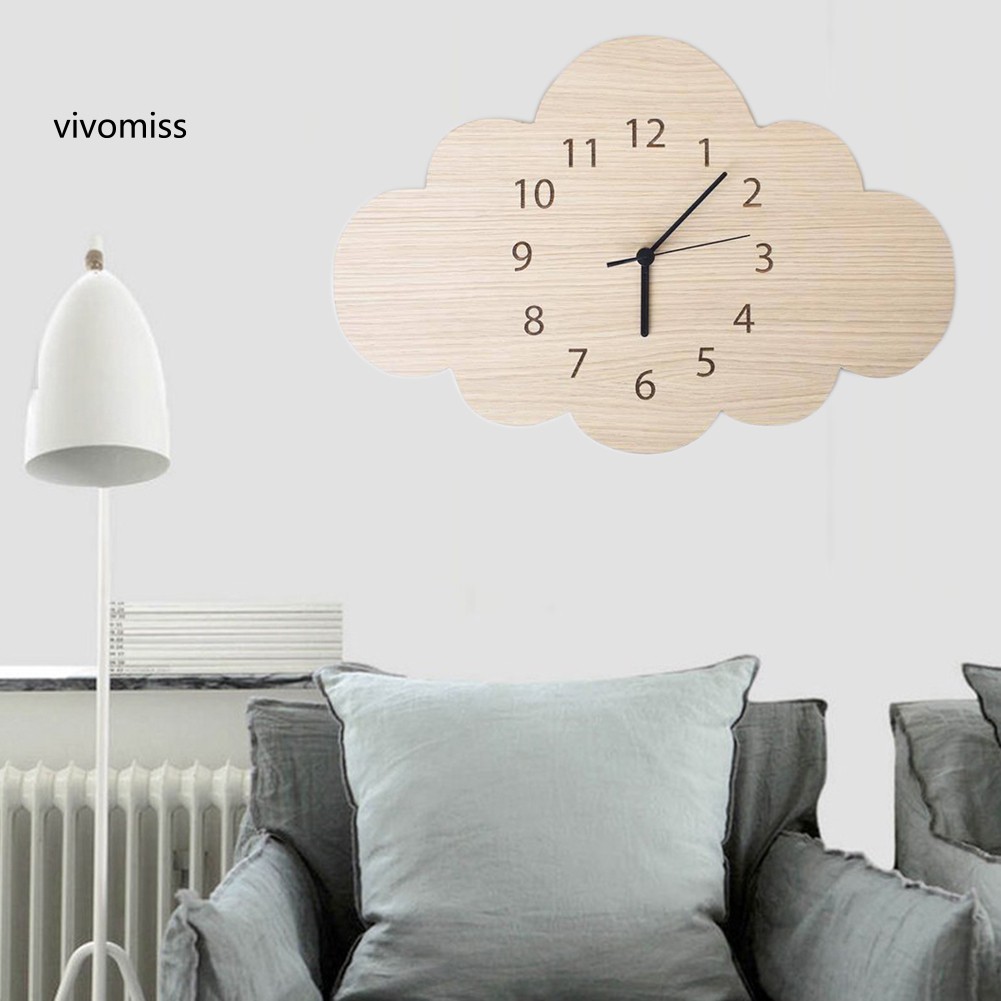 Vm VM Đồng Hồ Gỗ Treo Tường Hình Đám Mây Phong Cách Bắc Âu