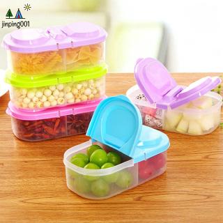 Double Grids Kitchen Food Storage Box Cereal Container Kitchen Supplies
