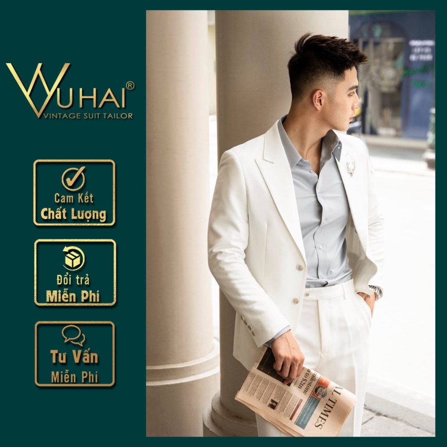 Áo Vest Nam HÀn Quốc Màu Trắng 2 cúc, 6 cúc-Shop Suit