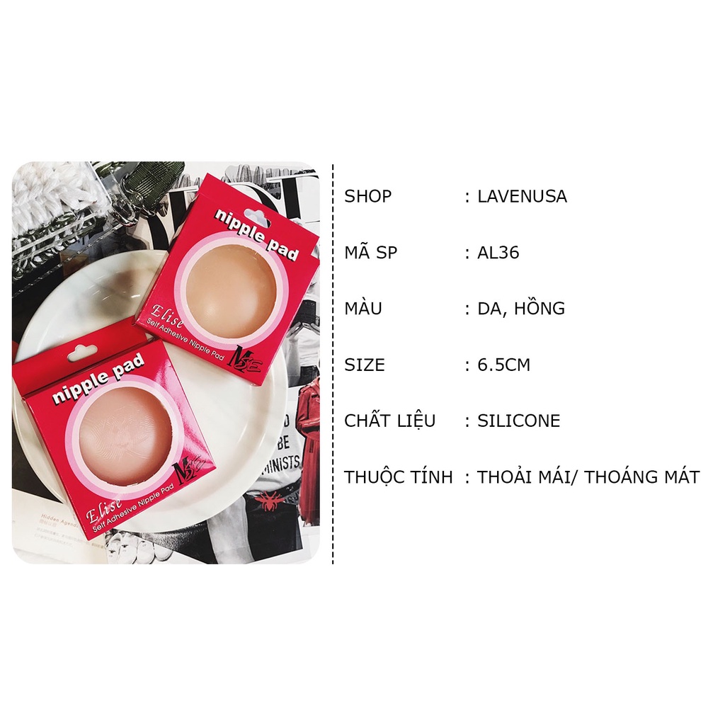Miếng dán ngực silicon siêu dính tái sử dụng nhiều lần set 2 miếng LAVENUSA AL36