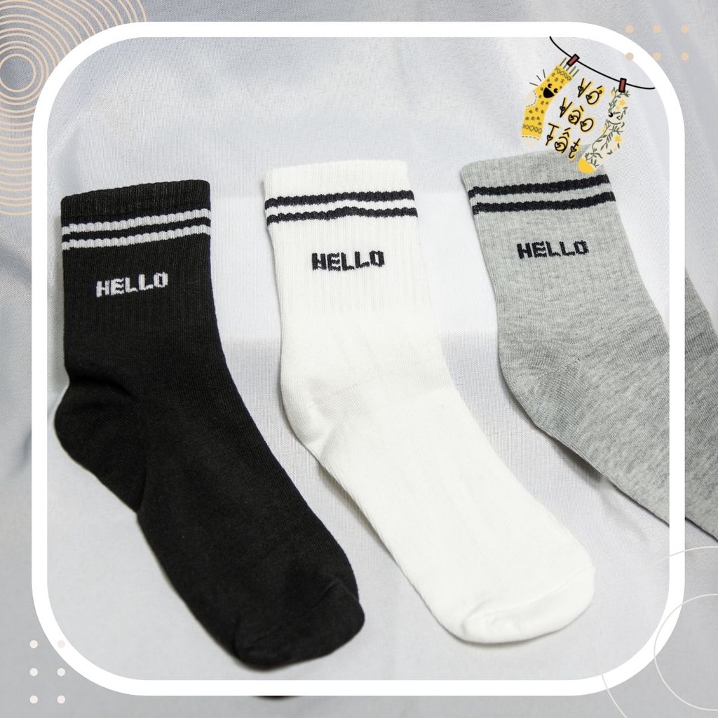 TẤT VỚ UNISEX IN CHỮ CÁ TÍNH CÓ SỌC