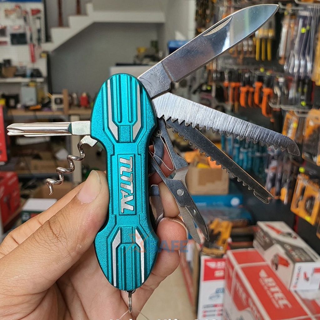 Bộ dao đa năng bỏ túi 15 trong 1 TOTAL THMFK0156 Dao sinh tồn cắt gọt khui nước ngọt cưa gỗ dũa móng tay vặn ốc  [XSAFE]