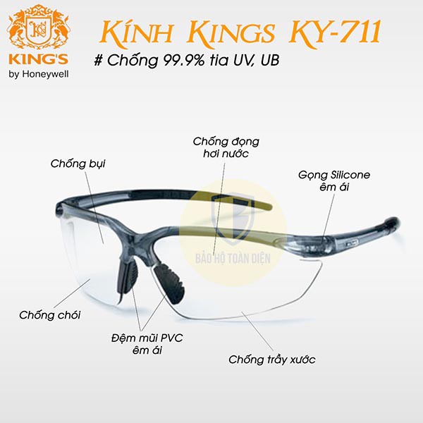 (RẺ, CHÍNH HÃNG) Kính bảo hộ Kings KY 711 [TẶNG KHĂN LAU KÍNH] Kính chống bụi, chống gió, kính chống tia UV dùng chạy xe