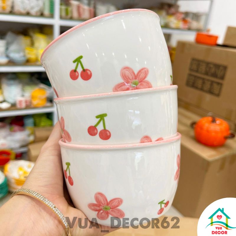 Bát ăn cơm, chén sứ hoa hồng decor dễ thương Vua Decor
