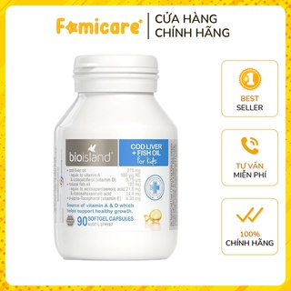 Tinh dầu gan cá tuyết Cod Liver Fish Oil Bio Island giàu DHA hộp 90 viên