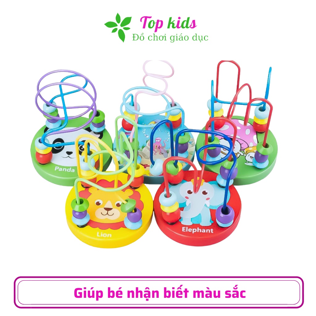 Đồ chơi bằng gỗ montessori bộ luồn hạt mini  giáo dục sớm cho bé từ 1 đến 3 tuổi thông minh trí tuệ - TOPKIDS