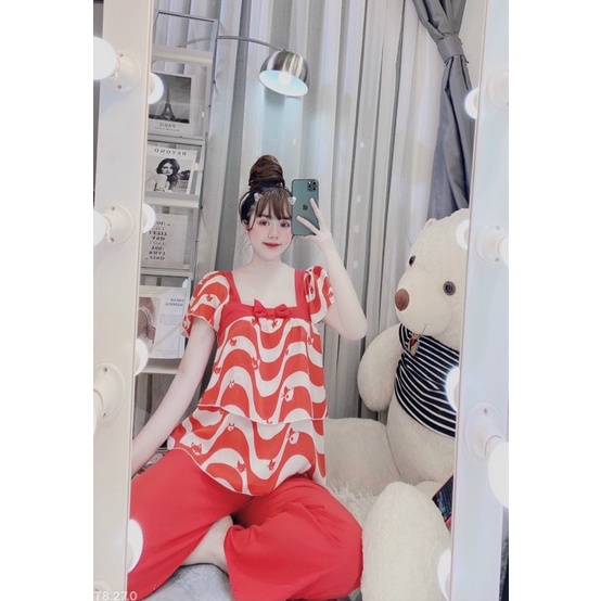 [Hàng Mới Về] ĐỒ BỘ MẶC Ở NHÀ ÁO KIỂU BABYDOLL QUẦN ỐNG RỘNG SIÊU CƯNG