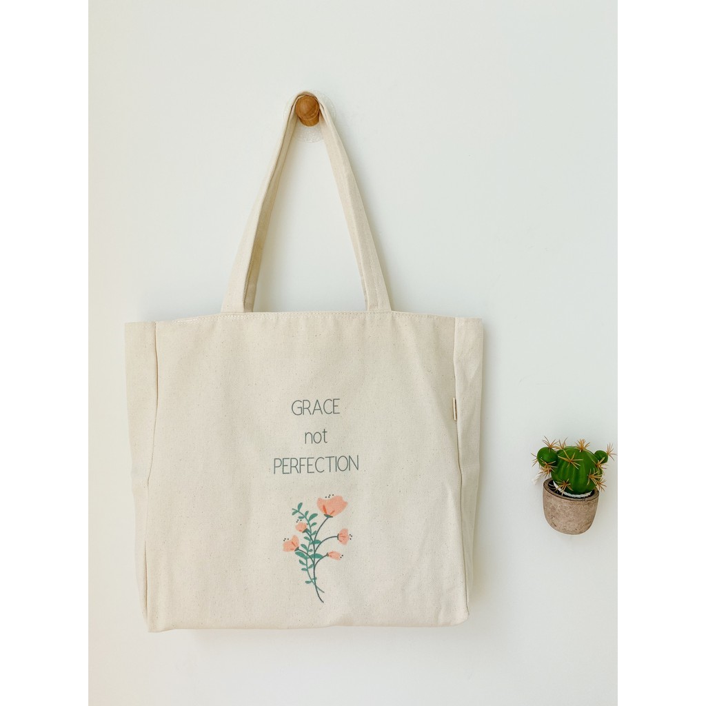 Túi Tote Túi Vải Leo Canvas Grace Not Perfect