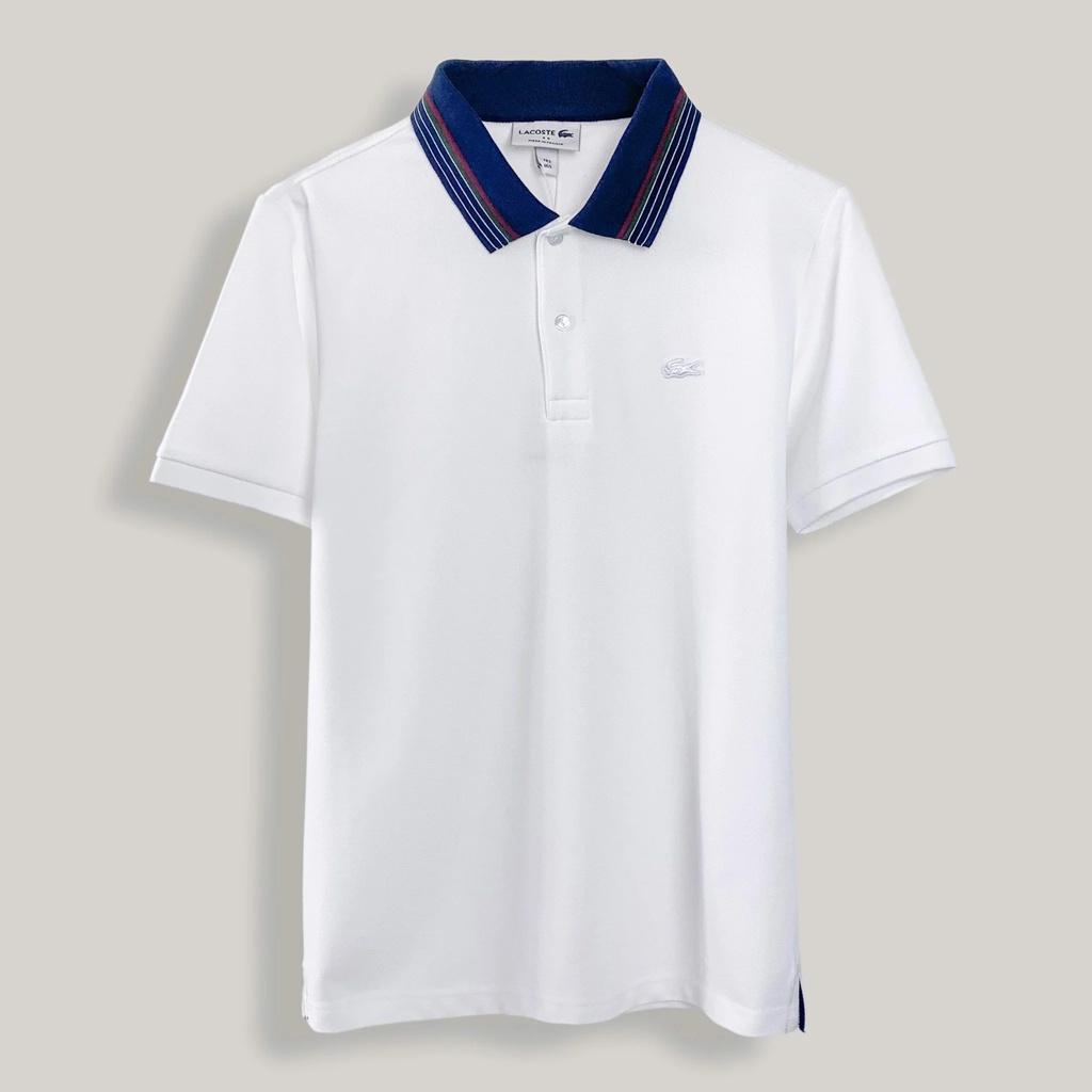 Áo Thun Nam Polo Cá Sấu LACOSTE LINE VIỀN CỔ có cổ tay ngắn Full Pack, tem, tag, code