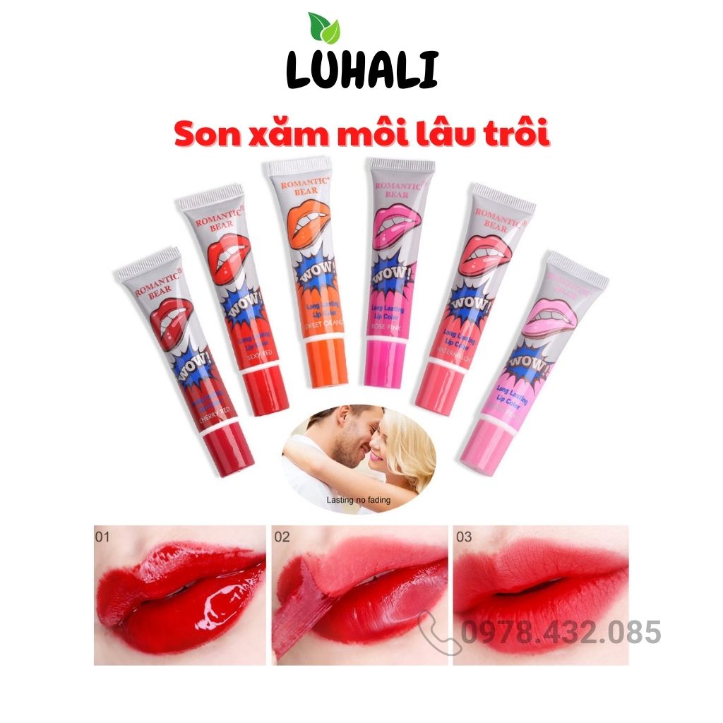 Son xăm môi lâu trôi giá rẻ dạng lột 15g siêu lì không lem có thể dùng tăm bông tô son LUHALI