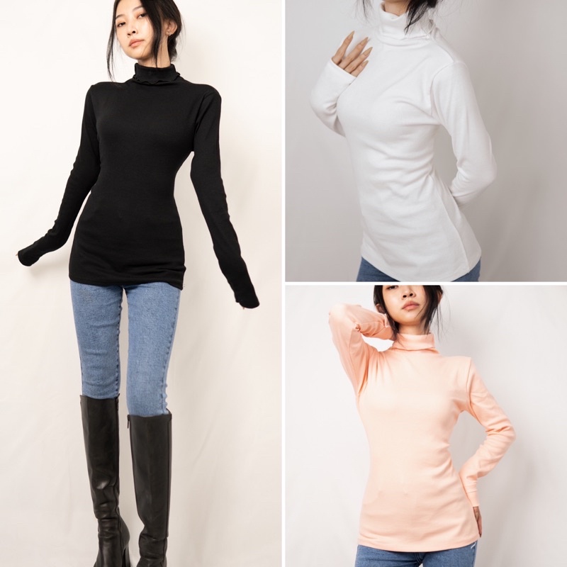 Áo body cổ lọ thun gân cao cấp