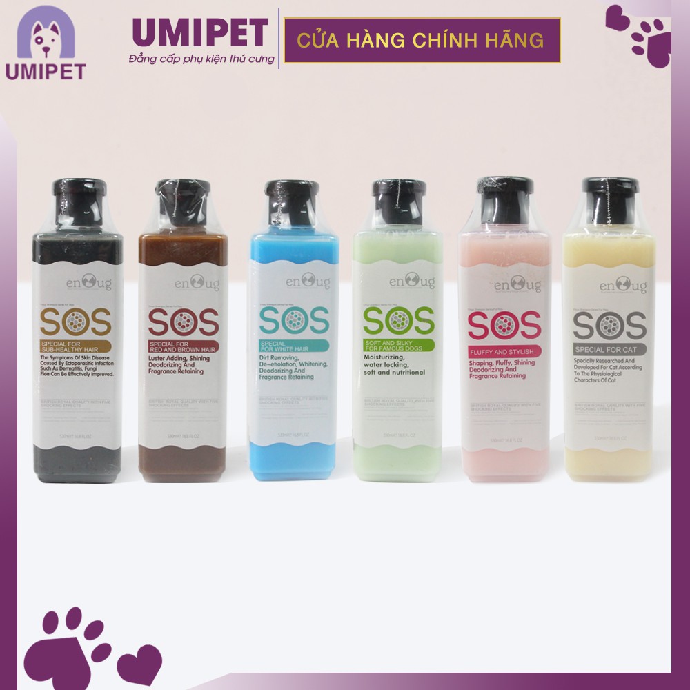 Sữa tắm SOS xanh dương UMIPET dùng cho lông trắng giữ màu làm mượt lông  cho thú cưng - Sữa tắm SOS xanh dương 530ml