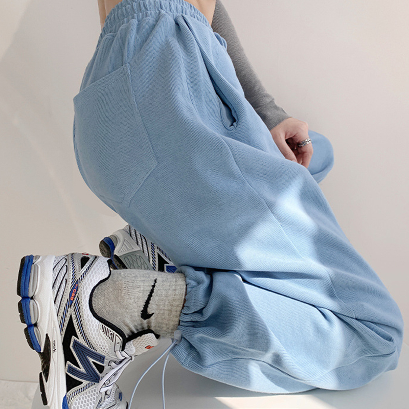 IELGYQuần Thể Thao Dây Rút Lưng Cao Dáng Suông Nhiều Màu Sắc Tùy Chọn Xu Hướng Mỹ Cho Nữ