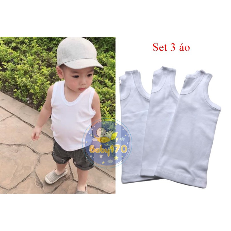 Set 3 áo ba lỗ trắng bé trai nhí 1-5