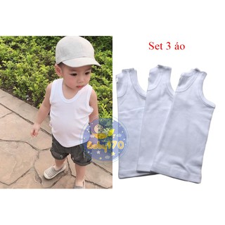 Set 3 áo ba lỗ trắng bé trai nhí 1-5