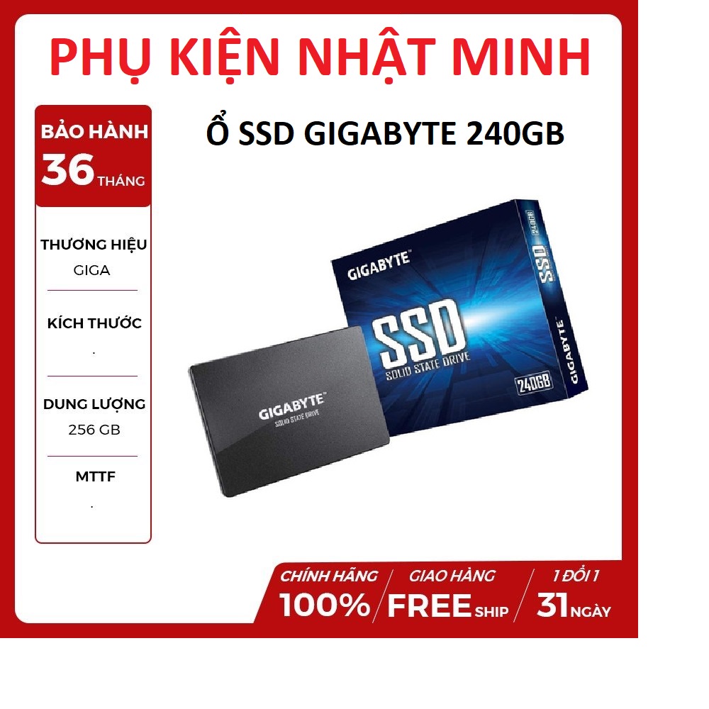 [Tặng dây sata] Ổ cứng SSD Gigabyte 256GB SATA 2,5 inch (Đoc 500MB/s, Ghi 420MB/s) Chính hãng BH 36 tháng | WebRaoVat - webraovat.net.vn