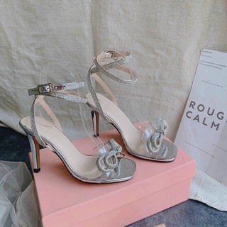 Sandal mica nơ đá gót 2 dây đá vòng cổ chân 9p Mys Rosa Factory