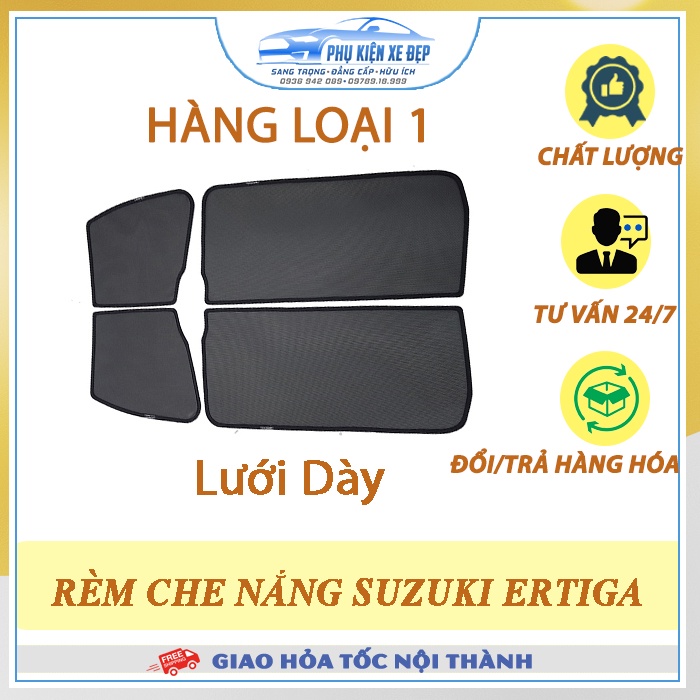 Rèm che nắng ô tô NAM CHÂM theo xe Suzuki Ertiga ⚡ HÀNG LOẠI 1 - LƯỚI DÀY ⚡ - Combo 4 tấm chắn nắng - VIỆT NAM SẢN XUẤT