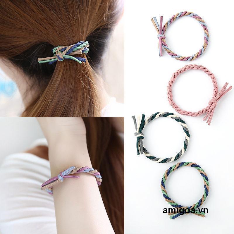 Dây Buộc Tóc Cao Su Co Giãn Phối Màu Độc Đáo Thời Trang Cho Nữ