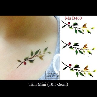 Xăm dán Tattoo hoa lá B460
