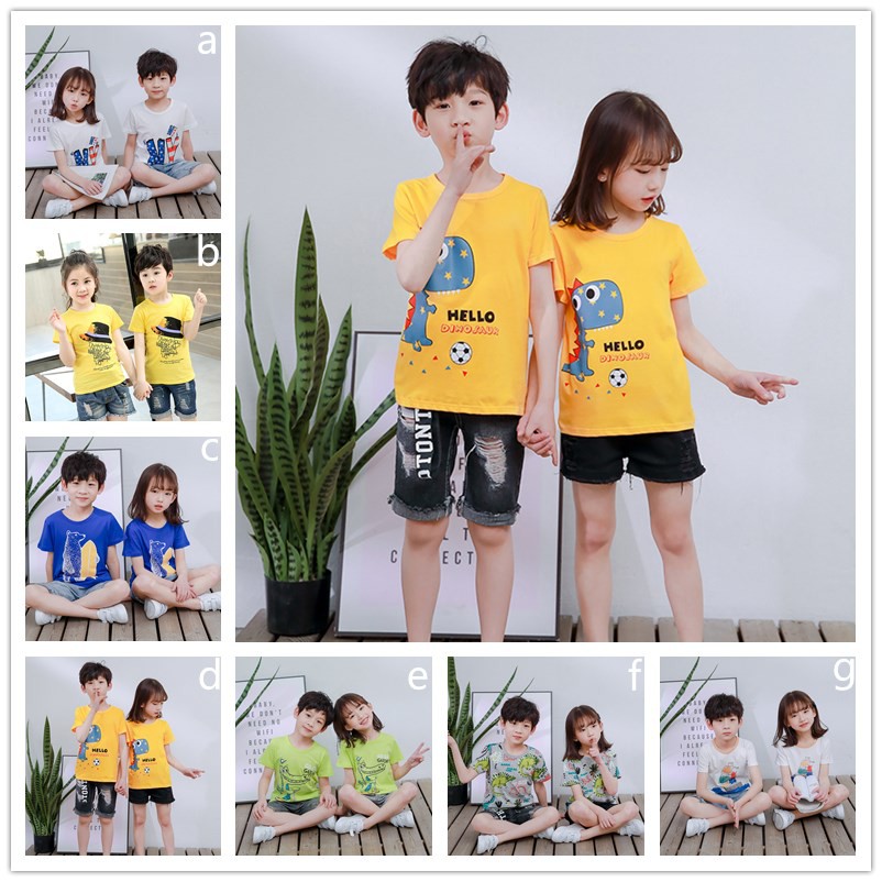 Áo thun tay ngắn in họa tiết hoạt hình dành cho bé 2-13 tuổi