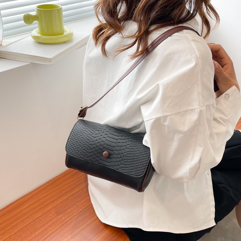 Túi Đeo Chéo Họa Tiết Da Cá Sấu Màu Sắc Đơn Giản Phong Cách Hàn Quốc Cho Nữ
