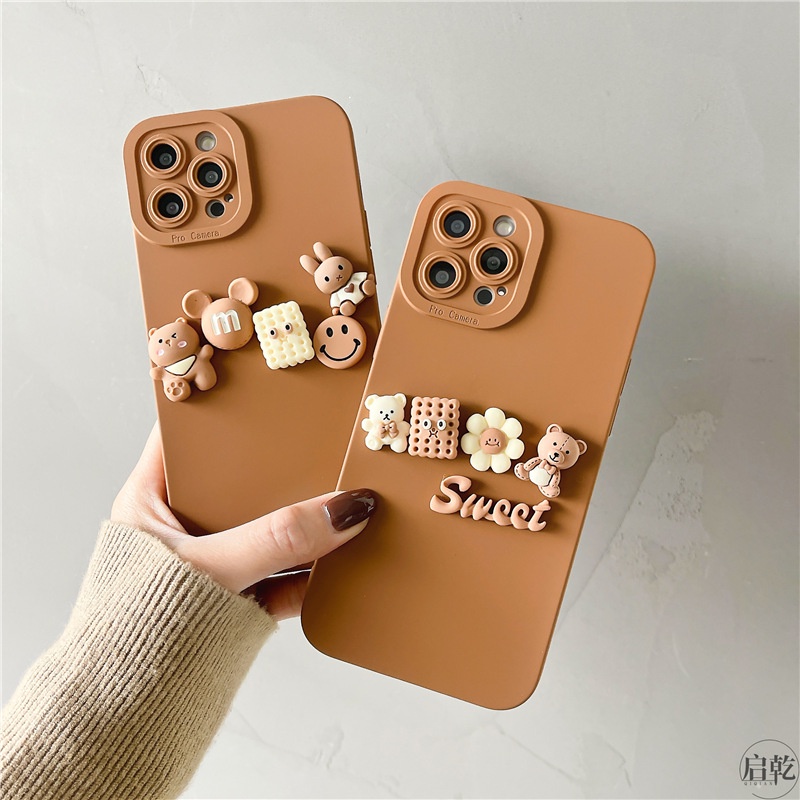 Ốp Điện Thoại Chống Sốc In Hình Gấu Và Bánh Quy Cho iphone 15 pro max 14 / 13 / 12 / 11 pro max xs xr xsmax 7plus