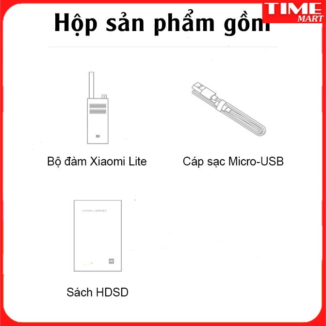 [CHÍNH HÃNG] Bộ đàm cầm tay Lite Intercom Xiaomi 16 Kênh. Công suất cao phạm vi mở rộng hai hướng [TIME_MART]