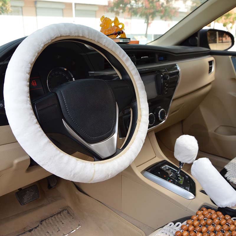 1 Bộ 3 Bọc Vô Lăng Xe Hơi Giả Len