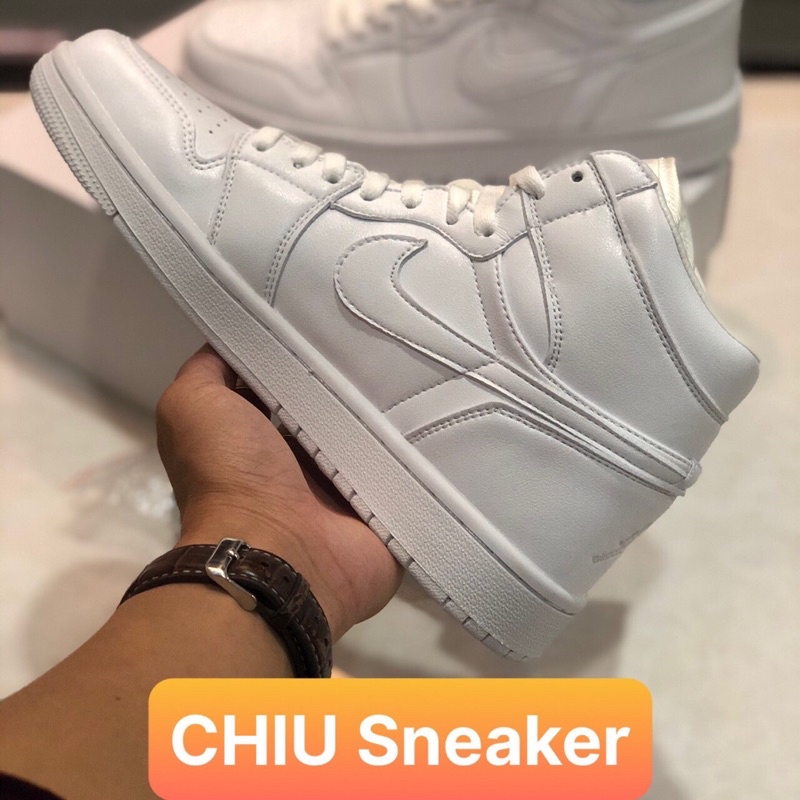 Giày thể thao Sneaker Jordan cổ cao Full trắng da thật phiên bản SC jd 1 cổ cao